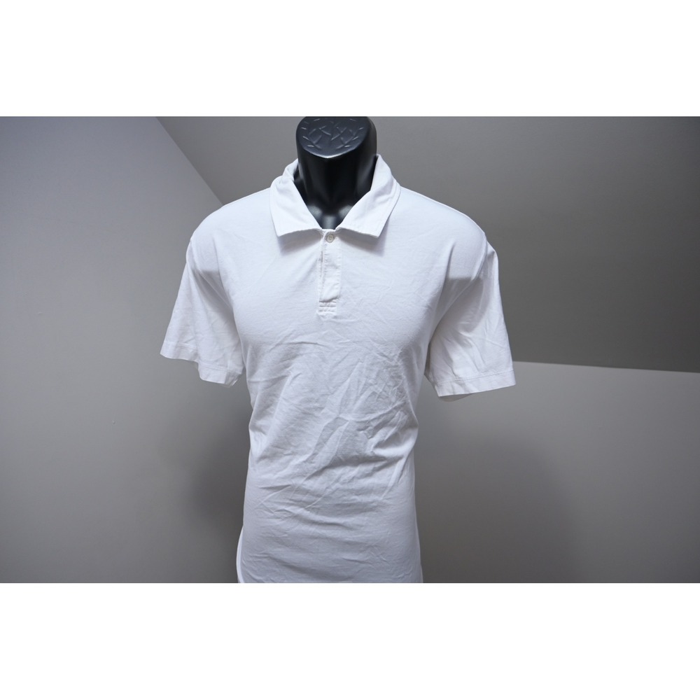 J.Crew Polo Shirt Mens Large White 100% Pima Cotton Short Sleeve Solid Excellent